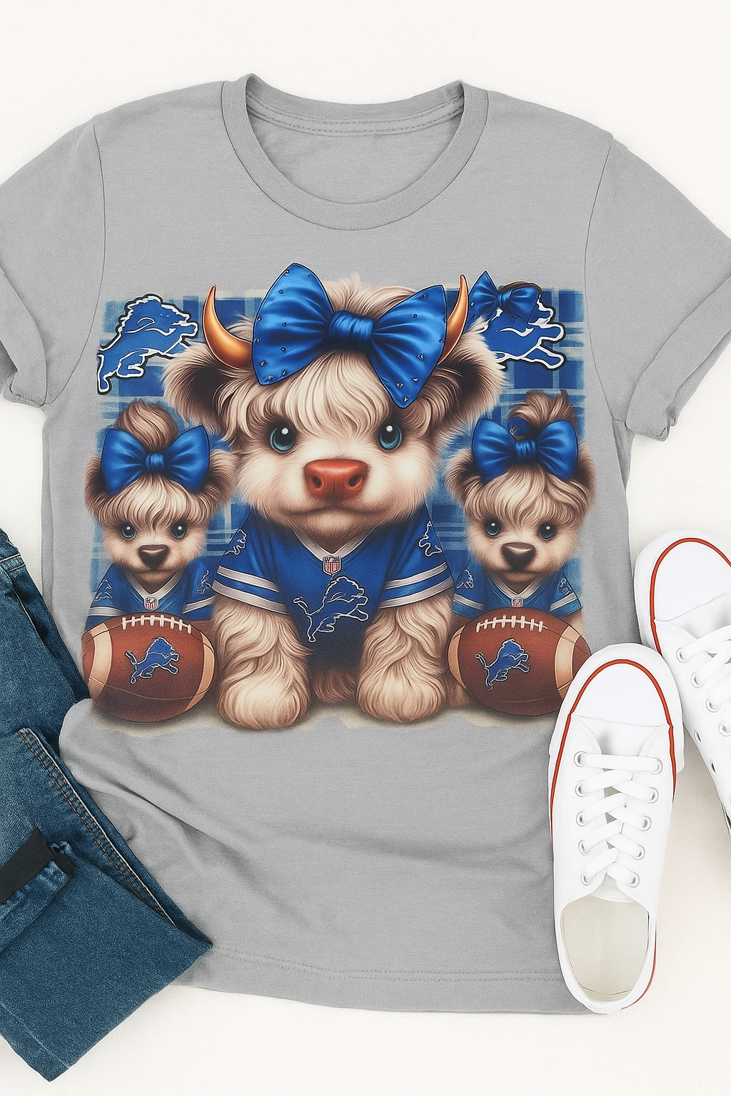 Cute Highland Cow Football Fan Tee