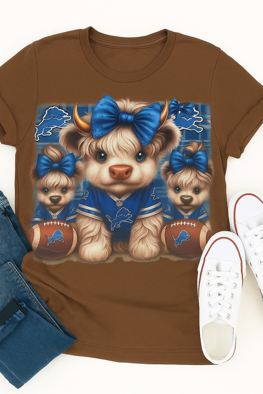 Cute Highland Cow Football Fan Tee