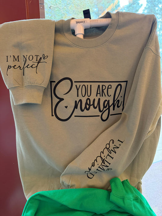 You Are Enough Affirmation Crewneck Sweatshirt | Inspirational Quote Sweatshirt
